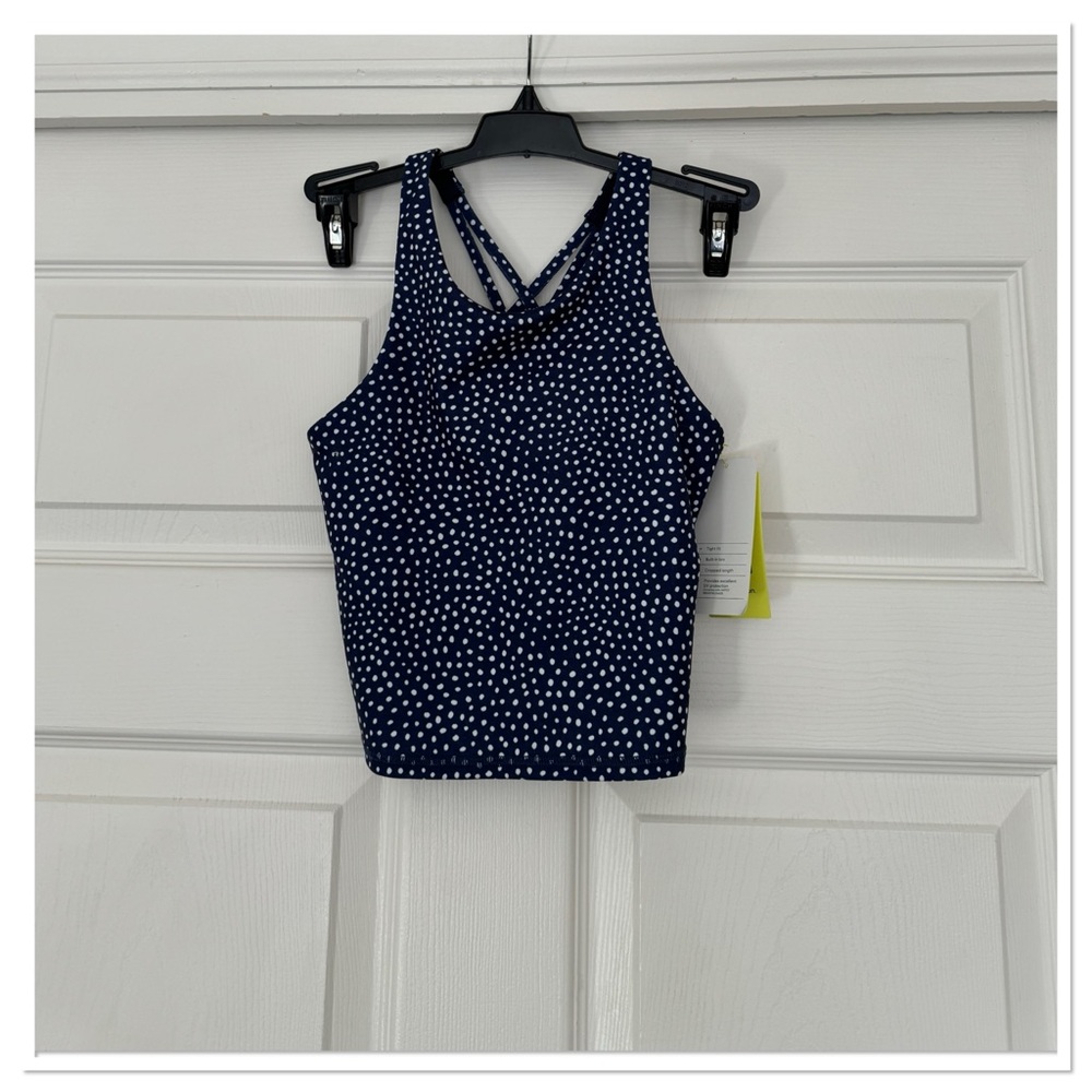 Girl’s Cropped Tank Top All In Motion Navy - Picture 2 of 4